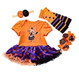 BabyPreg Disfraz Bebe Halloween Vestido Tutu Bebe Niñas 4Pieza (S / 3-6 Meses, Bruja)
