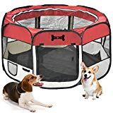 MC Star Portátil Parque Corral Oxford Cachorro Animales para Perros, Gatos, Conejos y Pequeño Animales, 125 x 125 x 64 cm (Rojo)