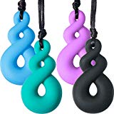 4 Piezas de Collar Masticable para Niños y Niñas, Colgantes de Collar de Dentición de Silicona para Madre a Vestir, 4 Colores (Estilo B)