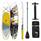 Klarfit Tabla Paddle Surf Hinchable - Kauai Flow & DOWNWIND Cruiser 300x10x77cm Sup Surf , Paddleboard , Bomba de Aire , Pala , Correa de Seguridad , Mochila de Transporte , Kit reparación , Amarillo
