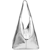 Caspar TL767 Bolso de Hombro de Piel de Ante para Mujer, Color:plata metalizado, Talla:Talla Única