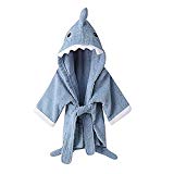 Albornoz Niños Con Capucha De Baño, URAQT Toalla Playa Bebé, Albornoces Infantiles Suave Animal Algodón ,Adecuado Para Familiares O Viajes en la Playa, Color Azul Tiburón, M