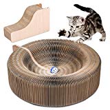 YOUTHINK Cat Scratcher Salón Plegable cartón Scratcher Juguete con Tinkle Ball y Catnip portátil de Alta Densidad Reciclado de Gatos Corrugado Kit de rascar Gatos Turbo Juguetes
