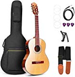 Guitarra Clásica, Guitarra Española Clásica Acústica 6 Cuerdas de Nailon para Principiantes, Tamaño 3/4, Color Natural, por Vangoa