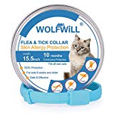 WOLFWILL Collar de Pulgas y Garrapatas para Gato,Acción Prolongada 10 Meses de Protección y Prevención contra Pulgas Garrapatas,Piojos,Talla Única para Todos,Ajustable, Impermeable