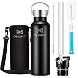 OMORC Botella Agua Acero Inoxidable, 600ML Aislada al Vacío de Conserva Frío Doble Pared, Resistencia al Rayado, sin BPA Botella Agua Deporte, para Gimnasio, Oficina, Deportes, Fácil de Limpiar