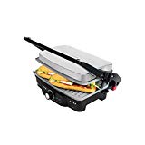 Cecotec Parrilla Eléctrica Rock'nGrill 1500. Revestimiento Antiadherente RockStone, Apertura 180º, Adaptable en Altura, Superficie de cocinado 29x17cm, Asa Tacto Frío, Incluye Recogegrasas, 1500 W