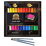 Pintura acrílica 24 set de Crafts 4 All para papel, lienzo, madera, cerámica, telas y manualidades. Colores no tóxicos. Pigmentos duraderos: para principiantes, estudiantes y artistas profesionales