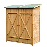 HOMCOM Gabinete Caseta Herramientas Jardin 165x140x75 cm Cobertizo Madera Maciza 2 Puertas