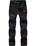 DENGBOSN Pantalones de Montaña Hombre Impermeables Invierno Calentar Pantalones Trekking Escalada Senderismo Softshell,KZ1602-Black1-XL