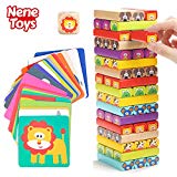 Nene Toys - Torre de Bloques de Madera 4 en 1 con Colores y Animales – Juguete Educativo para Niños Niñas de 4 a 8 años – Juego de Mesa Infantil ideal como Regalo para Compartir entre Padres e Hijos