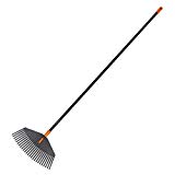 Fiskars Rastrillo para hojas, 25 dientes, Longitud: 170 cm, Ancho: 41,5 cm, Puntas de plástico/Mango de aluminio, Negro/Naranja, Solid M, 1003464
