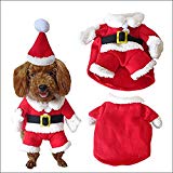 ROKOO Disfraz de Mascota de Navidad Traje de Perro con Gorro de Santa Claus Escudo de Capucha para Perros pequeños Gatos Divertido Perrito de Fiesta de Navidad Ropa