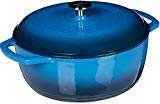 AmazonBasics - Horno holandés de hierro fundido esmaltado, 7 L, Azul