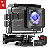 Victure AC700 Cámara Deportiva 4K Wi-Fi 20MP (Cámara de Accion Acuatica de 40M con Control Remoto y Micrófono Externo Funciones EIS Anti-Vibración y Slow Motion)