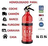 anafgroup EXTINTOR 1 K G ABC HOMOLOGADO para Coche Moto Barco Cocina CASA Caravana DE Aluminio con Soporte Y MANOMETRO Incendio Fuego PREVENCION Seguridad