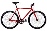 FabricBike- Bicicleta Fixie Blanca, piñon Fijo, Single Speed, Cuadro Hi-Ten Acero, 10Kg (M-53cm, Red & Matte Black)