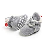 Botas de Niño Calcetín Invierno Soft Sole Crib Raya de Caliente Boots de Algodón para Bebés (6-12 Meses, Gris)