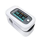 Mommed Pulsímetro Oxímetro de Pulso con Alarma,Lecturas Precisas SpO2,Indice de Perfusión, Oxígeno en Sangre,Frecuencia del Pulso,BPM Para Deportistas,Mayores