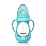 Decdeal Biberón de Cristal Natural con Tetina de Silicona Anticólico 150/240ml