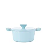 IKOHS UMA - Cacerola de Aluminio Fundido, Revestimiento Antiadherente, Asas de Baquelita, Sin PDFE y PFOA, para Todo Tipos de Cocinas, Diseño Retro, Estilo Cocotte, Apta para Inducción (Azul - 20 cm)