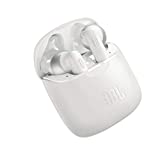 JBL Tune 220 - Auriculares inalámbricos con Bluetooth y JBL Pure Bass Sound, 20 h de música continua y estuche de carga inteligente, blanco