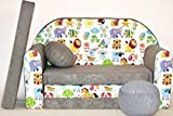 Pro Cosmo - Sofá Cama para niños A5 con puf, reposapiés y Almohada, Tela Multicolor, 168 x 98 x 60 cm