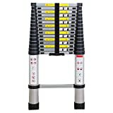 WolfWise 4,7M Escalera telescópica, Extensión telescópica de aluminio Escalera multifunción, extensible, 330 lb / 150 kg Negro